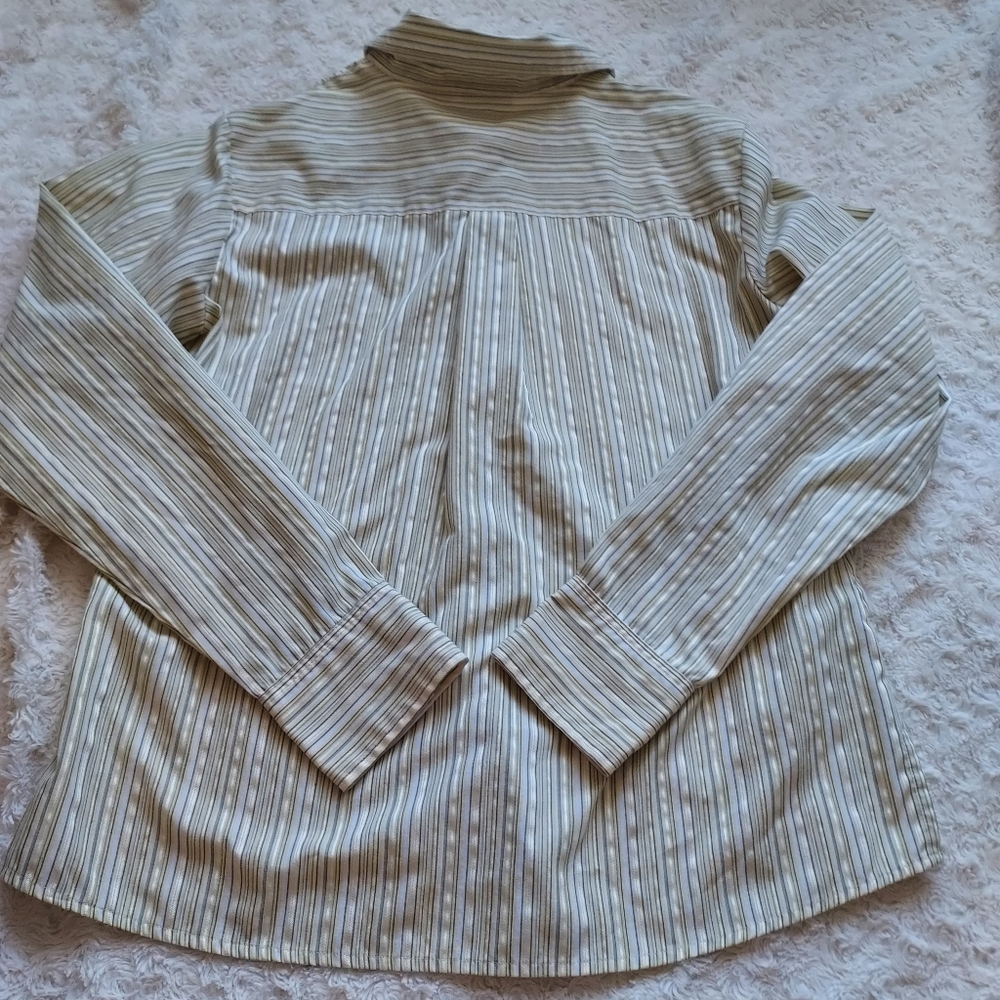 White Stag Shimmery Striped Blouse Academia Career Office Spring Med - Picture 5 of 7